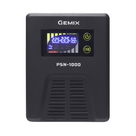 Источники беспер. питания ИБП Gemix PSN-1000 LCD, 1000ВА/600 Вт, 2хEURO Schuko Чорний