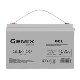 Акумуляторні батареї Акумуляторна батарея Gemix GL12-100 Сірий