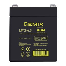 Акумуляторні батареї Акумуляторна батарея Gemix LP12-4.5 Чорний