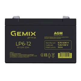 Акумуляторні батареї Акумуляторна батарея Gemix LP6-12 Чорний